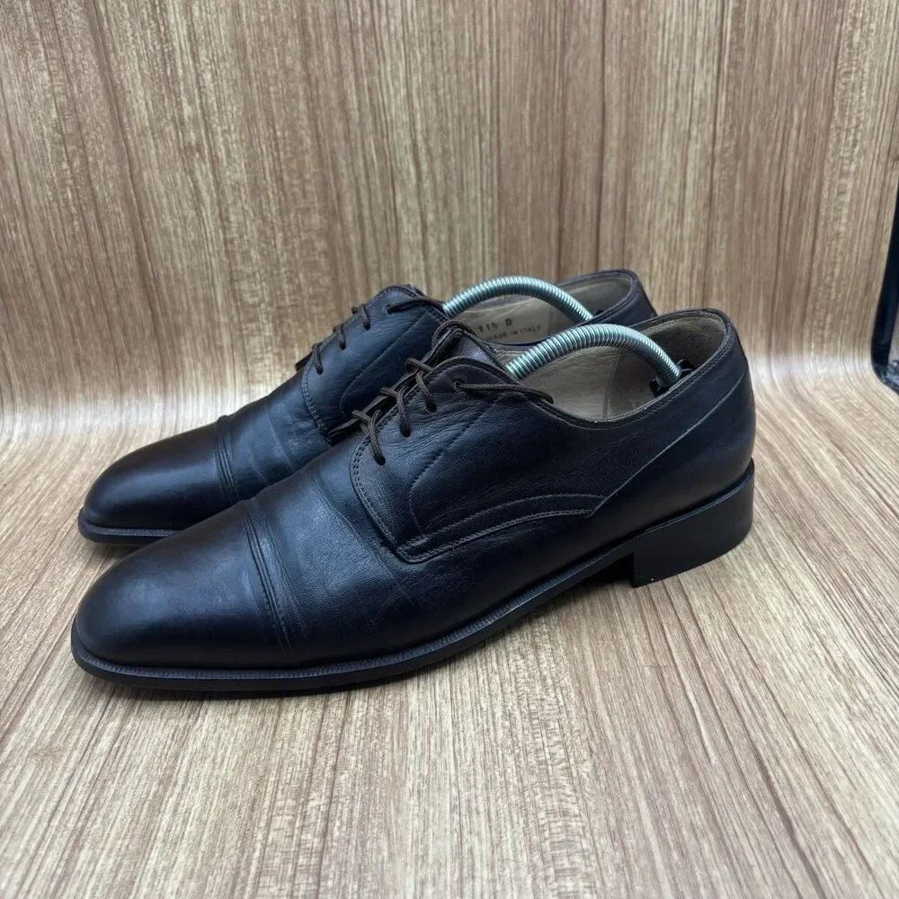 BALLY ROGERS CAP TOE MEN DRESS SHOES BROWN LEATHER‎ OXFORD LACE UP US 11.5 D